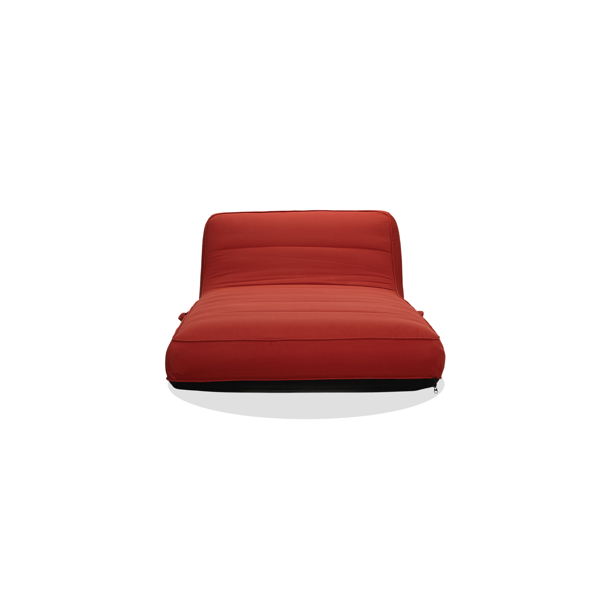 A front view cut-out of a luxury lilo in plain terracotta colored outdoor performance fabric.