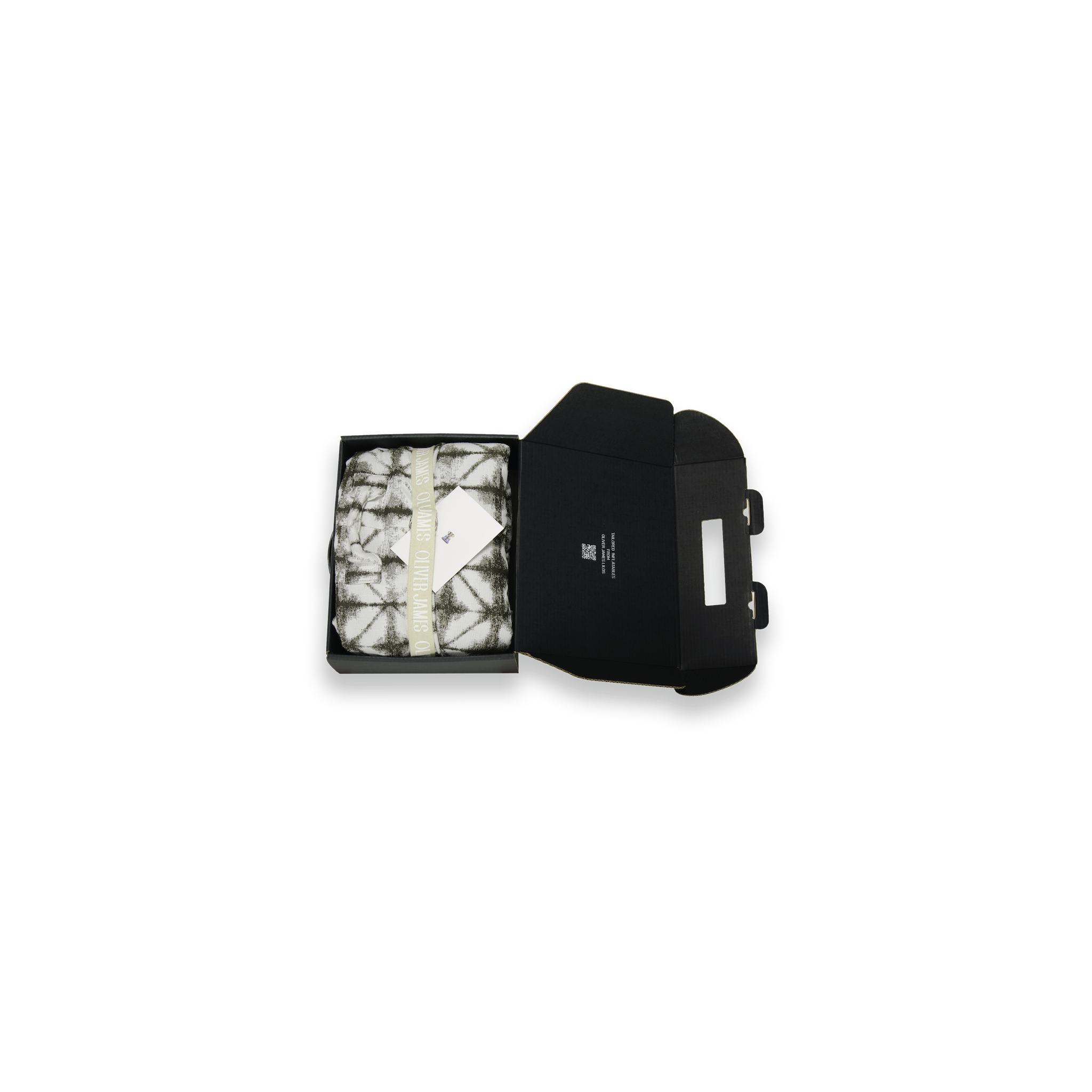 A ring white and grey inflatable luxury pool float lounger cover folded in black box box with a belt, card and pump.