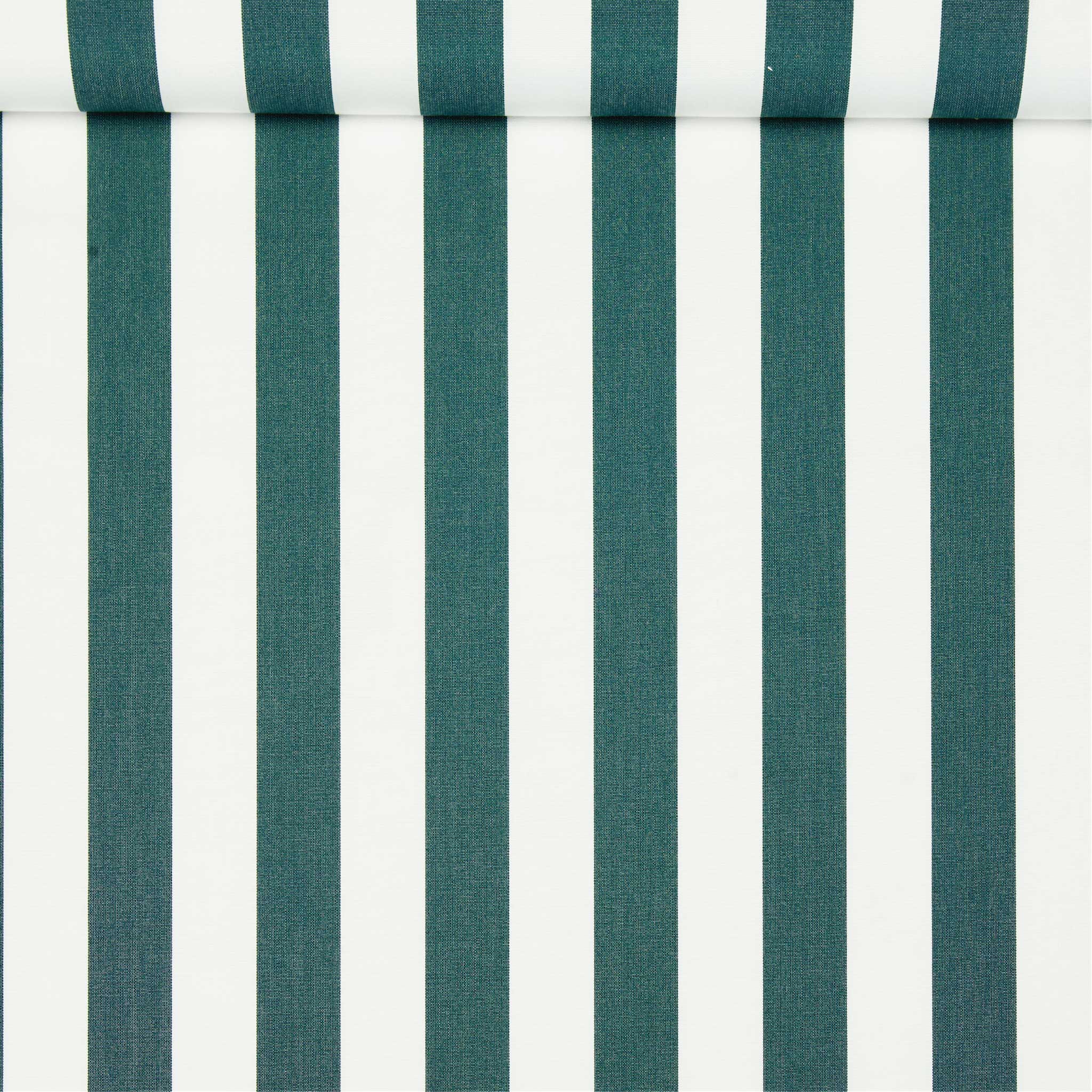 A green and white striped solution dyed acrylic fabric used for luxury pool floats.