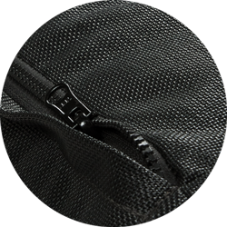 Black base showing the zipper of a luxury pool float.