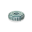 A angled front view of a green and white striped ring luxury pool floats.