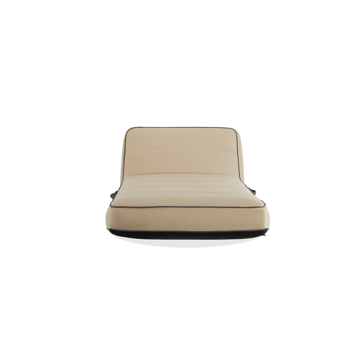 The front profile of a single brown tan luxury pool float.